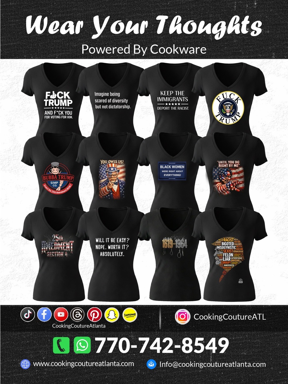 Black V-Neck Graphic Tee - Political Statement